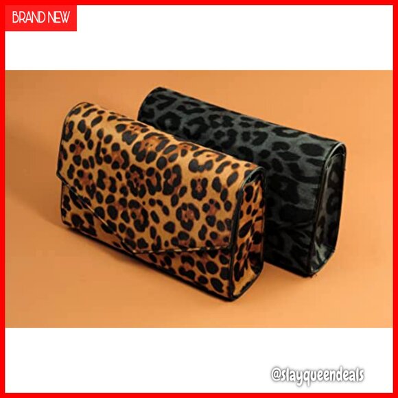 Leopard Print Evening Clutch with Detachable Chain Strap - Picture 5 of 7